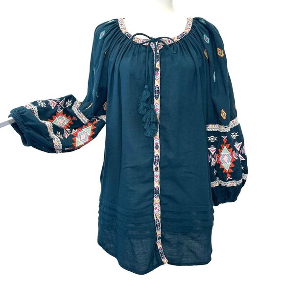 Sundance Sun and Sand Cover Up NEW Petite Small Button Down Dress Embroidered - Picture 2 of 8